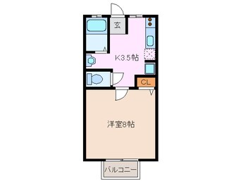 間取図 近鉄湯の山線/高角駅 徒歩13分 2階 築42年