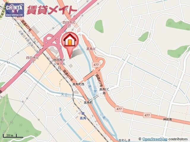 地図 近鉄湯の山線/高角駅 徒歩13分 2階 築42年