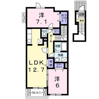 間取図 四日市あすなろう鉄道内部線/南日永駅 徒歩5分 2階 築12年