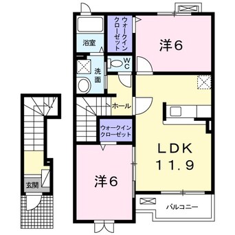 間取図 近鉄名古屋線/北楠駅 徒歩9分 2階 築13年