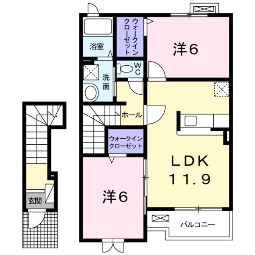 間取図 近鉄名古屋線/北楠駅 徒歩9分 2階 築13年