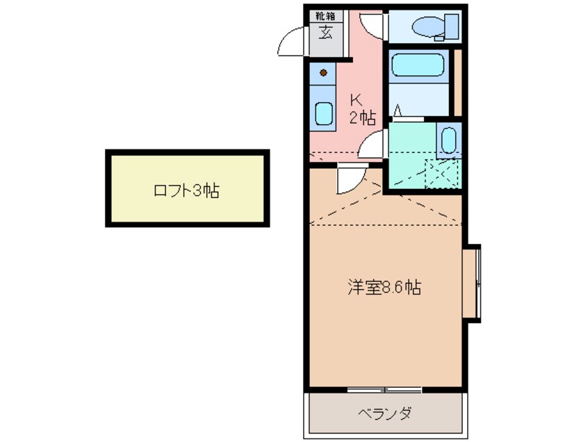 間取図 近鉄湯の山線/伊勢松本駅 徒歩9分 2階 築25年