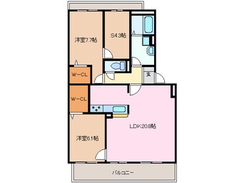 間取図 近鉄湯の山線/伊勢松本駅 徒歩8分 3階 築14年