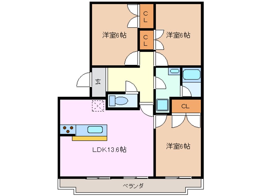 間取図 近鉄湯の山線/伊勢松本駅 徒歩14分 3階 築30年