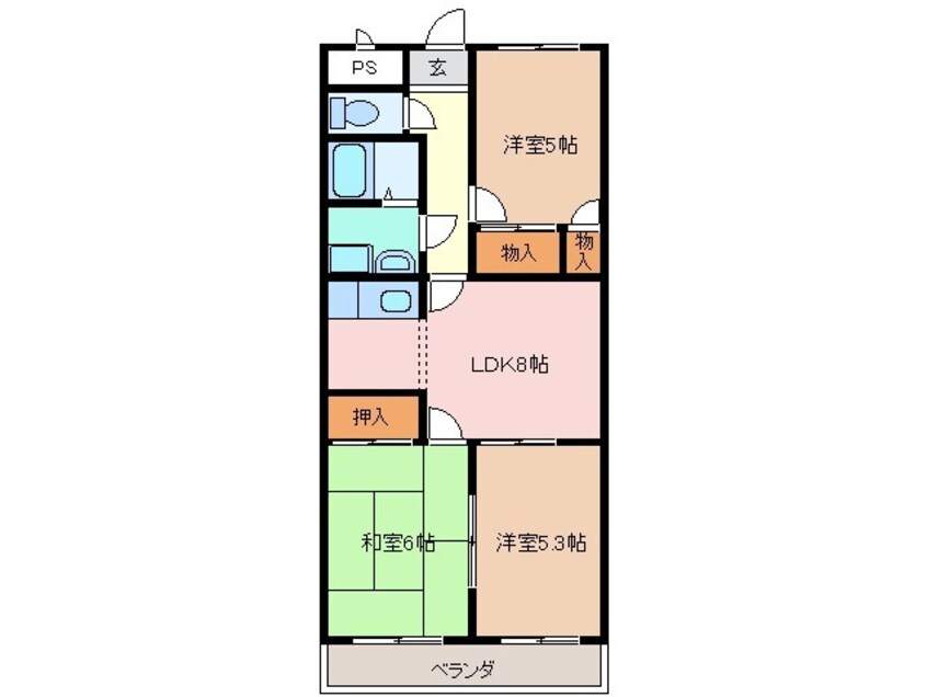 間取図 近鉄湯の山線/伊勢松本駅 徒歩7分 5階 築26年