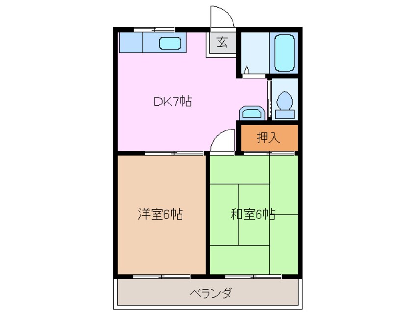 間取図 近鉄湯の山線/高角駅 徒歩18分 2階 築34年