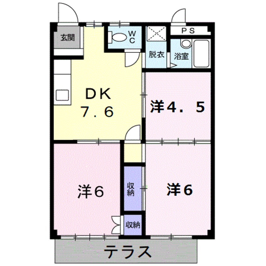 間取図 四日市あすなろう鉄道内部線/日永駅 徒歩14分 1階 築36年