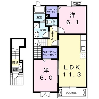 間取図 近鉄湯の山線/伊勢川島駅 徒歩57分 2階 築11年