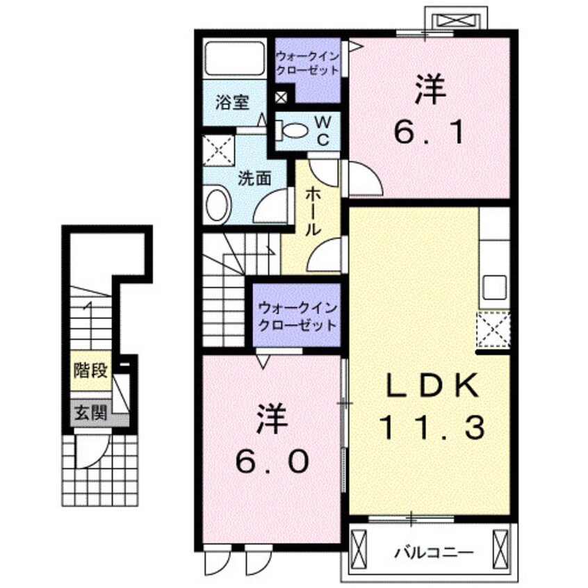 間取図 近鉄湯の山線/伊勢川島駅 徒歩57分 2階 築10年