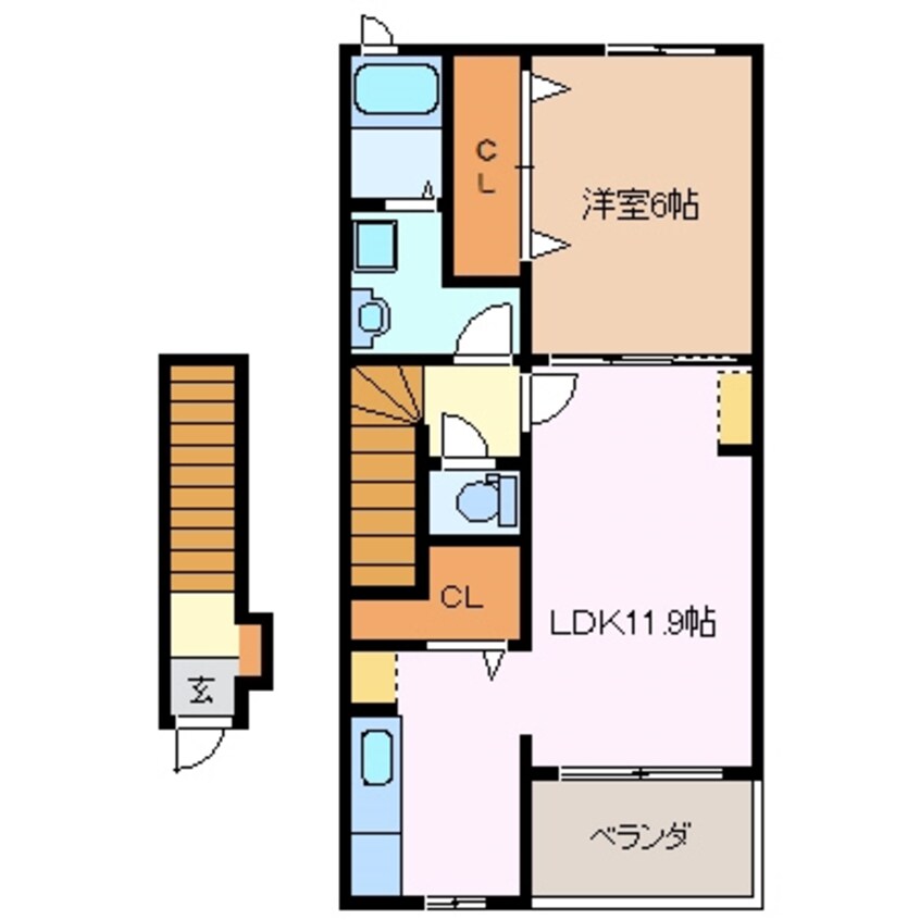 間取図 四日市あすなろう鉄道内部線/内部駅 徒歩7分 2階 築6年