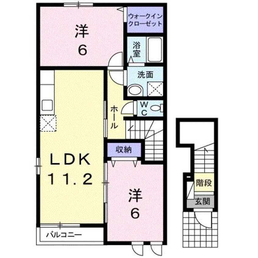 間取図 四日市あすなろう鉄道内部線/南日永駅 徒歩5分 2階 築12年