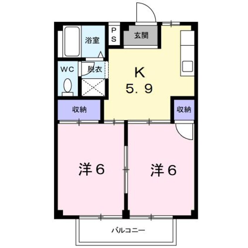 間取図 四日市あすなろう鉄道内部線/南日永駅 徒歩5分 2階 築36年