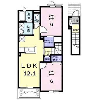 間取図 四日市あすなろう鉄道内部線/内部駅 徒歩7分 2階 築11年