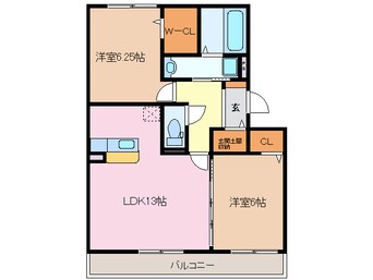 間取図 近鉄湯の山線/伊勢川島駅 徒歩5分 3階 築12年