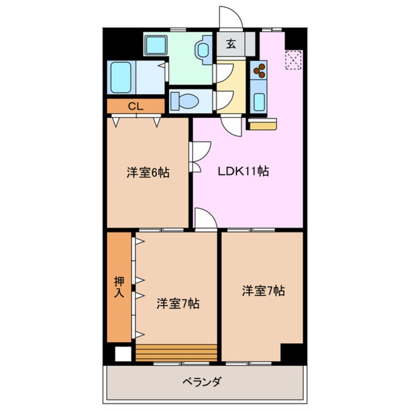 間取図 四日市あすなろう鉄道内部線/南日永駅 徒歩3分 2階 築23年