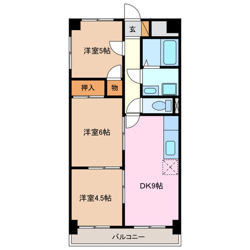 間取図 四日市あすなろう鉄道内部線/赤堀駅 徒歩7分 3階 築30年