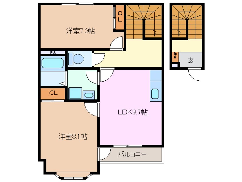 間取図 関西本線（東海）/河原田駅 徒歩20分 2階 築14年