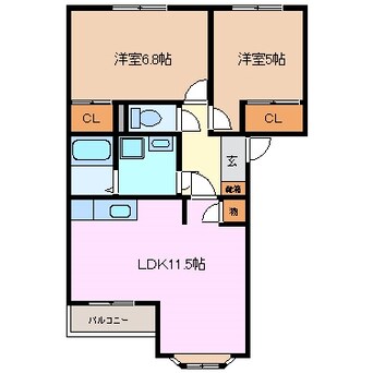 間取図 関西本線（東海）/河原田駅 徒歩20分 2階 築14年