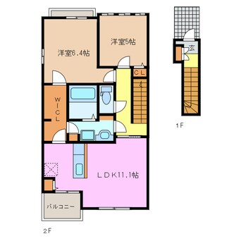 間取図 近鉄湯の山線/中川原駅 徒歩4分 2階 築10年