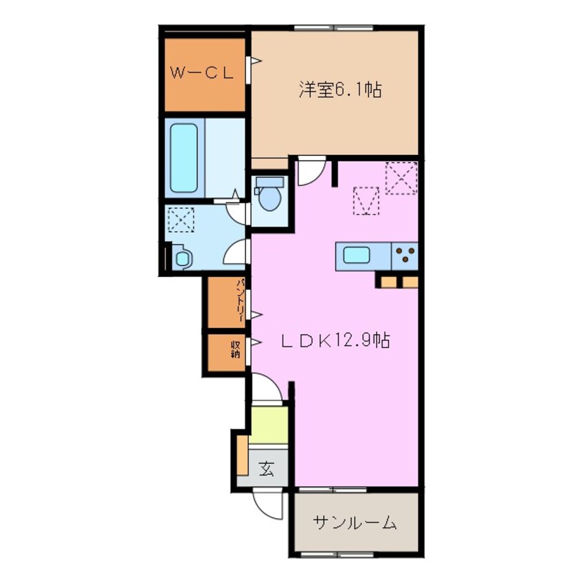 間取図 近鉄湯の山線/桜駅 徒歩15分 1階 築1年