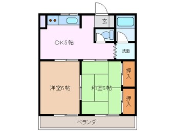 間取図 四日市あすなろう鉄道内部線/泊駅 徒歩1分 3階 築44年