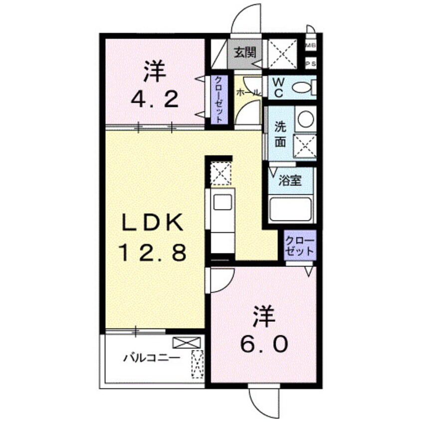 間取図 近鉄湯の山線/中川原駅 徒歩10分 2階 築9年