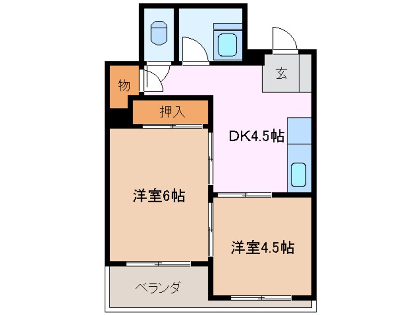 間取図 近鉄名古屋線/近鉄四日市駅 徒歩9分 2階 築53年