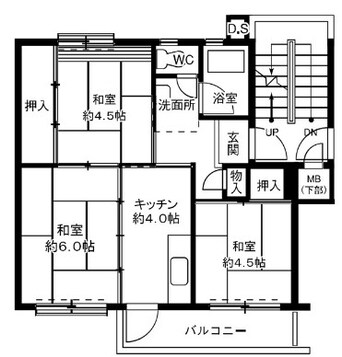 間取図 四日市あすなろう鉄道内部線/泊駅 徒歩38分 3階 築49年