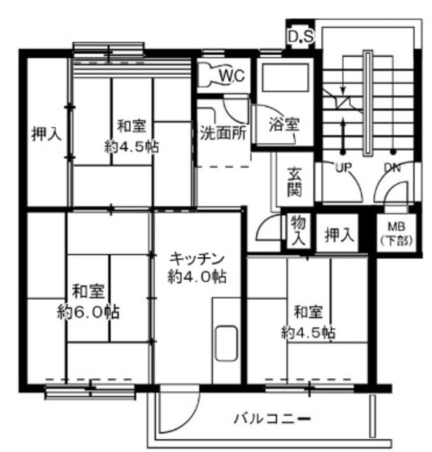 間取図 四日市あすなろう鉄道内部線/泊駅 徒歩38分 3階 築49年