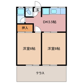 間取図 フジコーポ　5号室