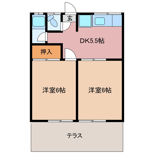 間取り図 フジコーポ　2号室