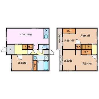 間取図 下村町ブロックス借家