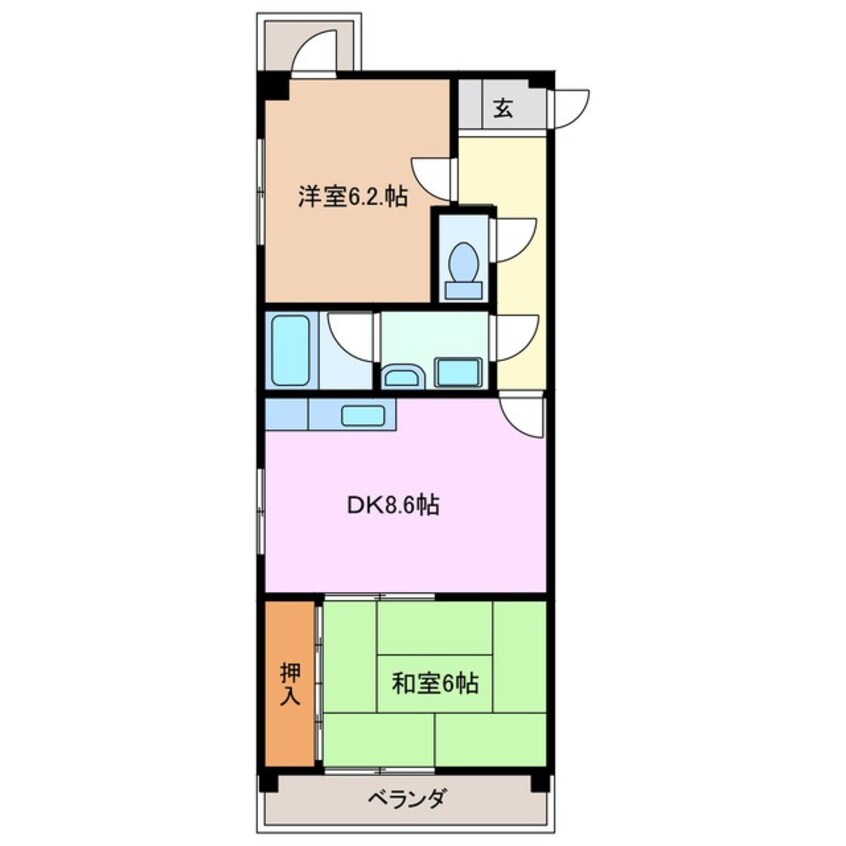 間取図 近鉄湯の山線/中川原駅 徒歩10分 8階 築34年