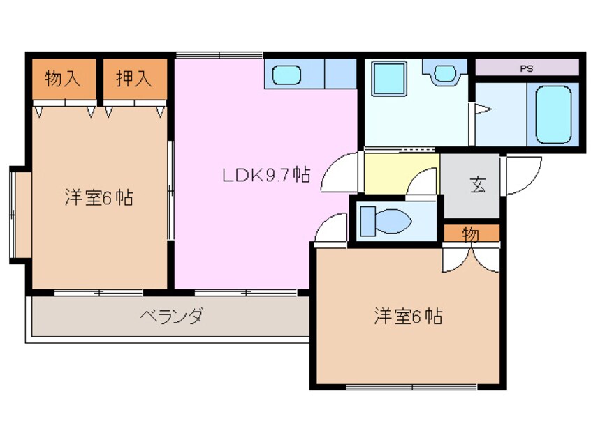 間取図 近鉄名古屋線/北楠駅 徒歩12分 2階 築23年