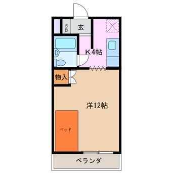 間取図 近鉄名古屋線/近鉄四日市駅 徒歩10分 4階 築38年