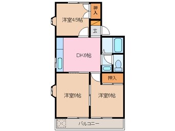 間取図 近鉄湯の山線/中川原駅 徒歩3分 2階 築30年