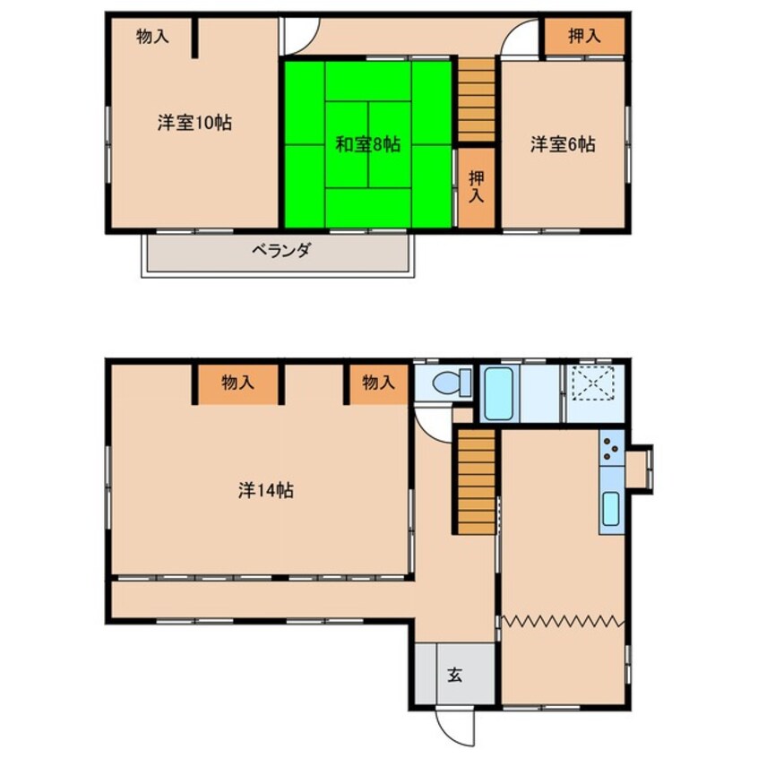 間取図 関西本線（東海）/四日市駅 徒歩19分 1階 築44年