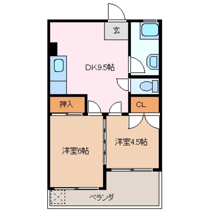 間取図 四日市あすなろう鉄道内部線/赤堀駅 徒歩9分 3階 築45年