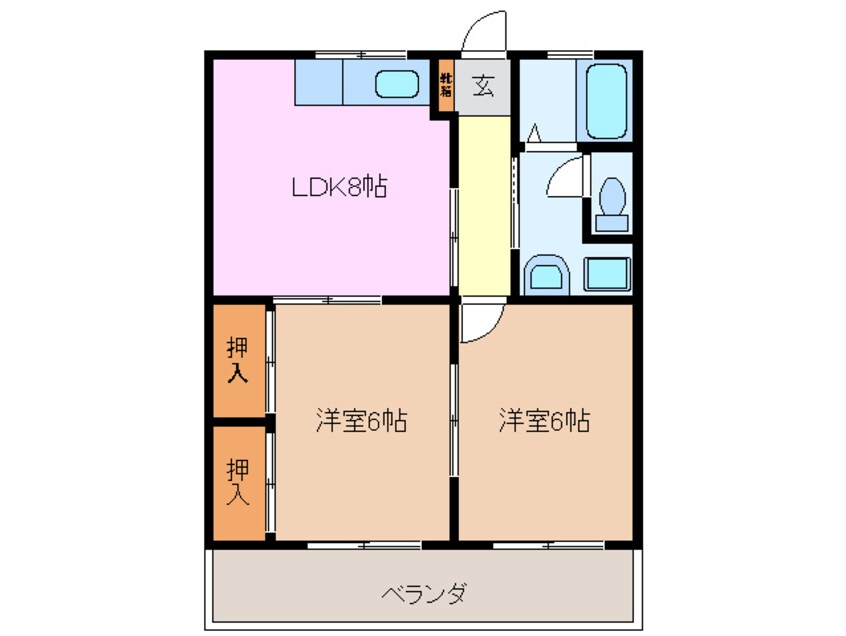 間取図 近鉄湯の山線/中川原駅 徒歩7分 2階 築34年