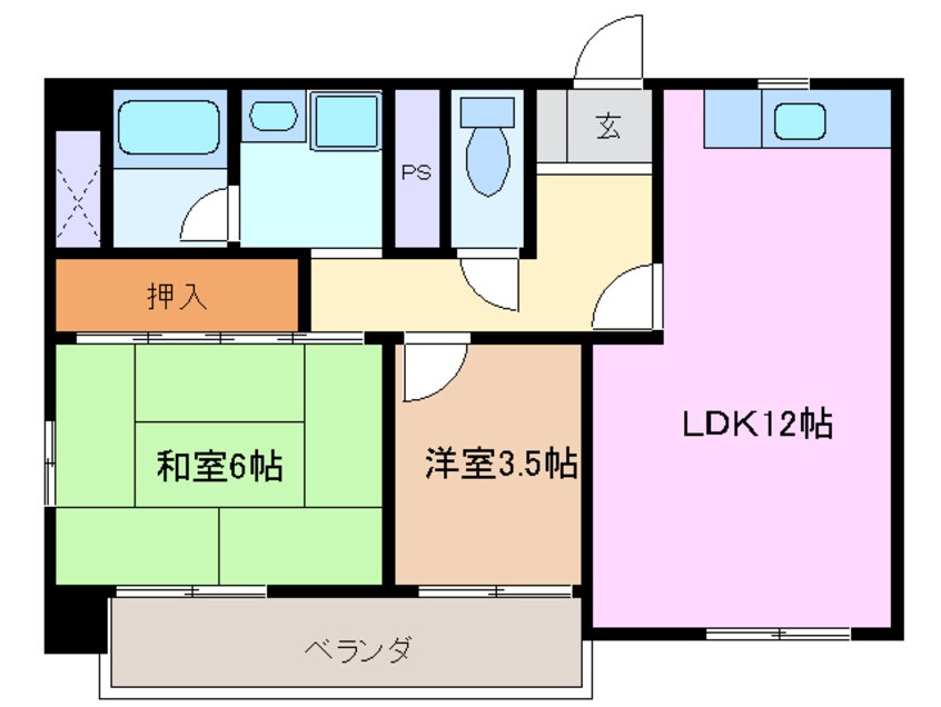 間取図 近鉄名古屋線/近鉄四日市駅 徒歩5分 3階 築36年