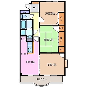 間取図 四日市あすなろう鉄道内部線/南日永駅 徒歩10分 1階 築24年