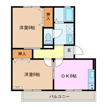 間取図 近鉄湯の山線/伊勢松本駅 徒歩12分 3階 築26年