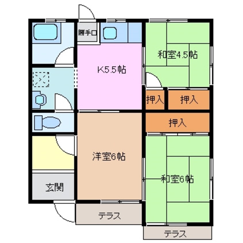 間取図 四日市あすなろう鉄道内部線/南日永駅 徒歩17分 1階 築49年