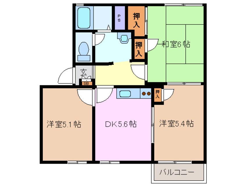 間取図 四日市あすなろう鉄道内部線/南日永駅 徒歩9分 2階 築28年