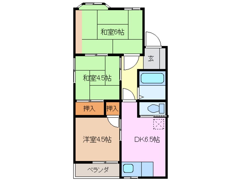 間取図 四日市あすなろう鉄道内部線/南日永駅 徒歩12分 2階 築45年