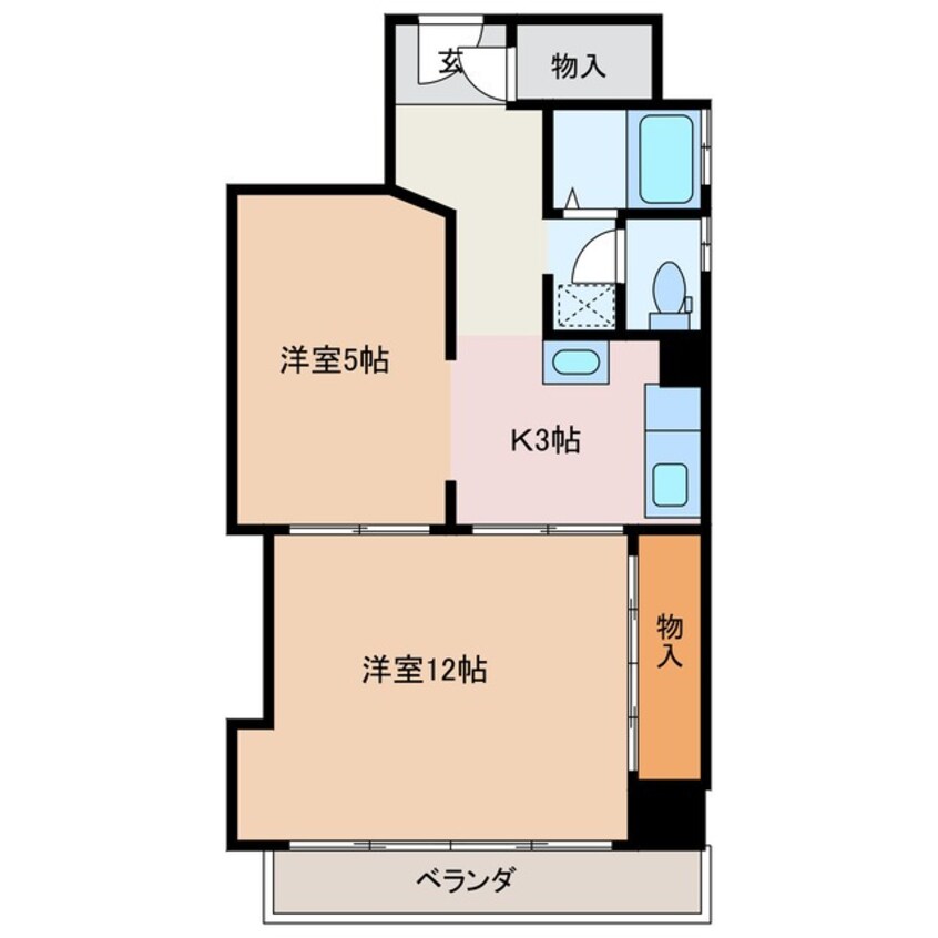 間取図 近鉄湯の山線/近鉄四日市駅 徒歩9分 3階 築42年