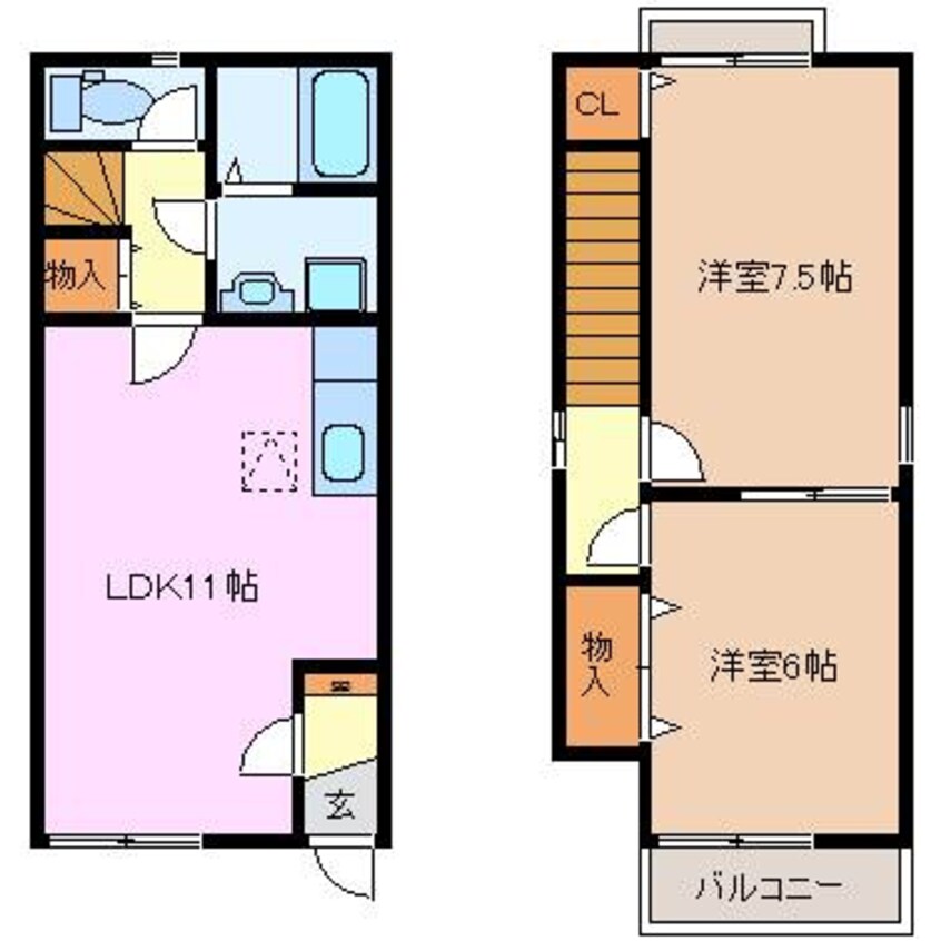 間取図 四日市あすなろう鉄道内部線/日永駅 徒歩12分 1階 築20年