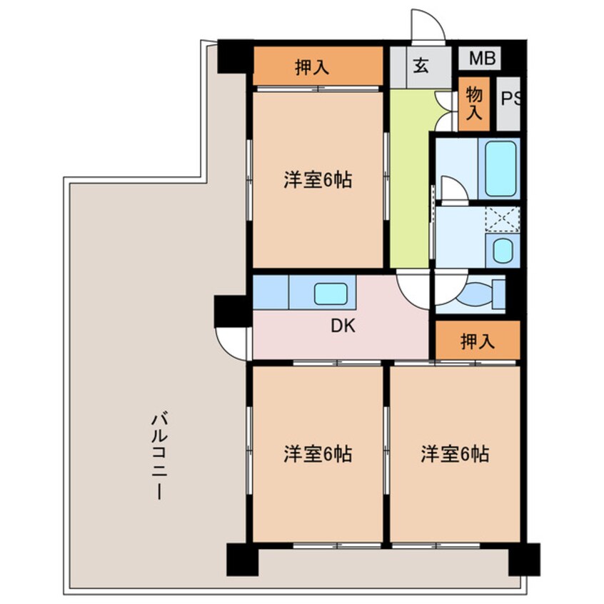 間取図 近鉄湯の山線/近鉄四日市駅 徒歩9分 2階 築39年