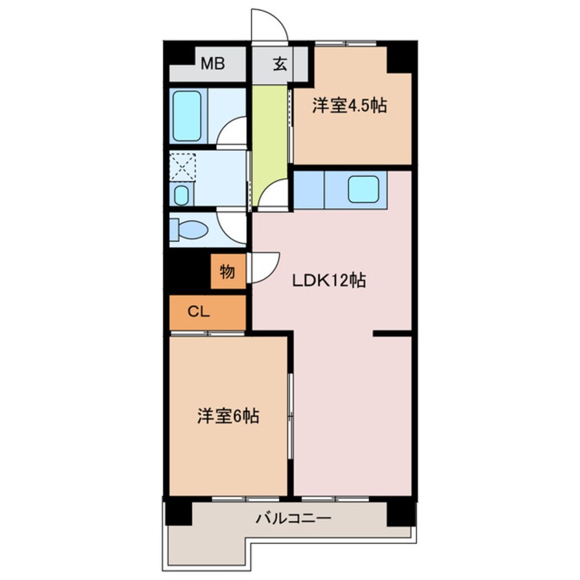 間取図 近鉄湯の山線/近鉄四日市駅 徒歩9分 3階 築39年