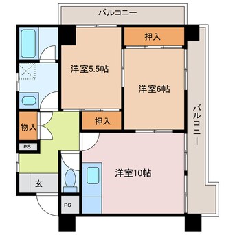 間取図 近鉄湯の山線/近鉄四日市駅 徒歩9分 3階 築39年